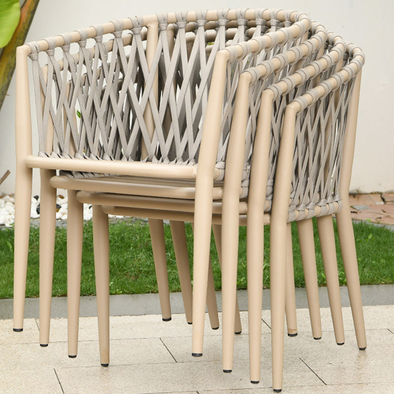 Modern Aluminum Dining Side Chair Metal Silver Side Chair with Arm