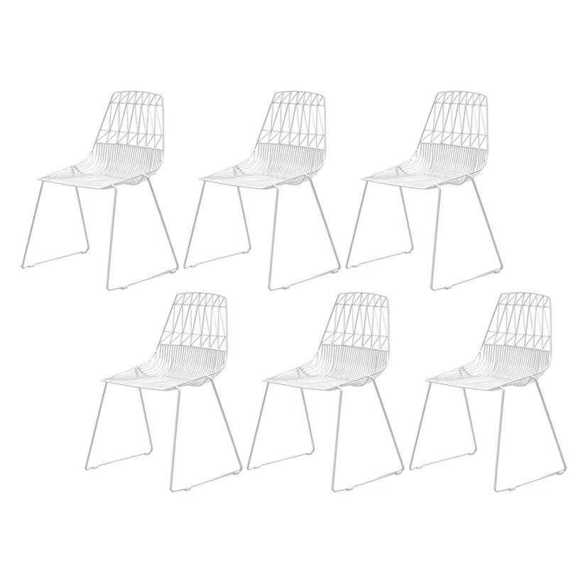 Modern White Dining Side Chair Stacking Metal Single Armless Chair