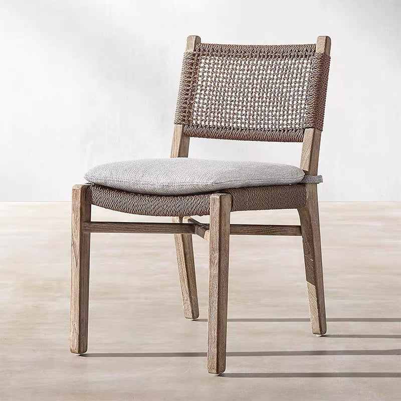 Contemporary Teak  Armchair Solid Wood Dining Armchair with Upholstered