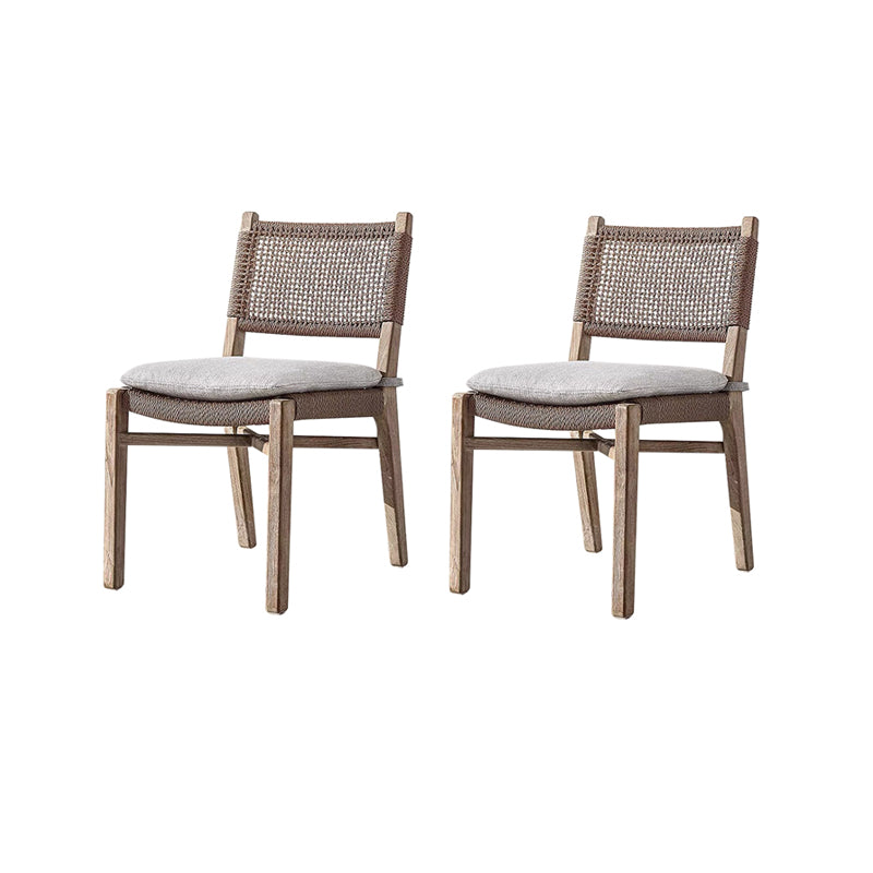 Contemporary Teak  Armchair Solid Wood Dining Armchair with Upholstered