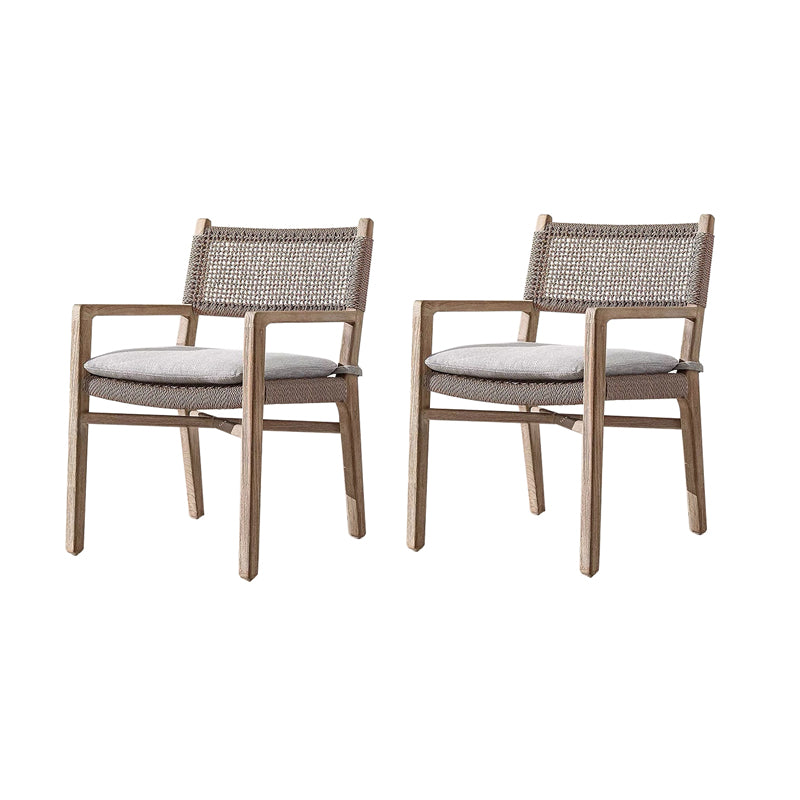 Contemporary Teak  Armchair Solid Wood Dining Armchair with Upholstered