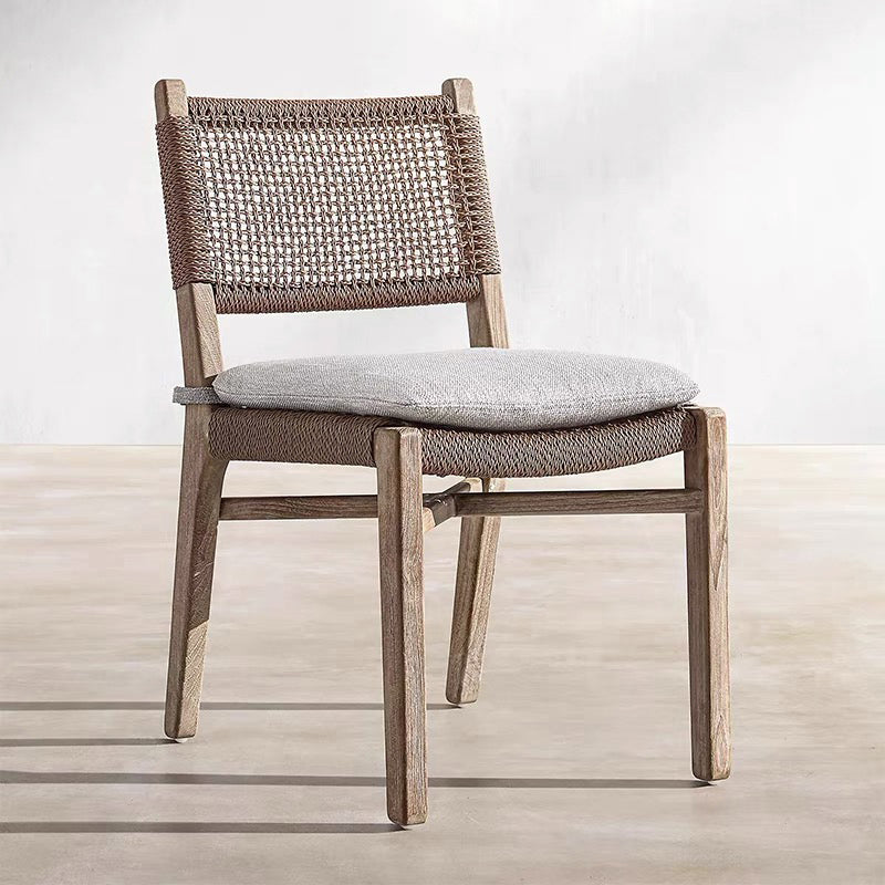 Contemporary Teak  Armchair Solid Wood Dining Armchair with Upholstered