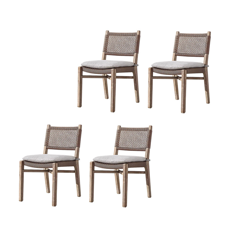 Contemporary Teak  Armchair Solid Wood Dining Armchair with Upholstered