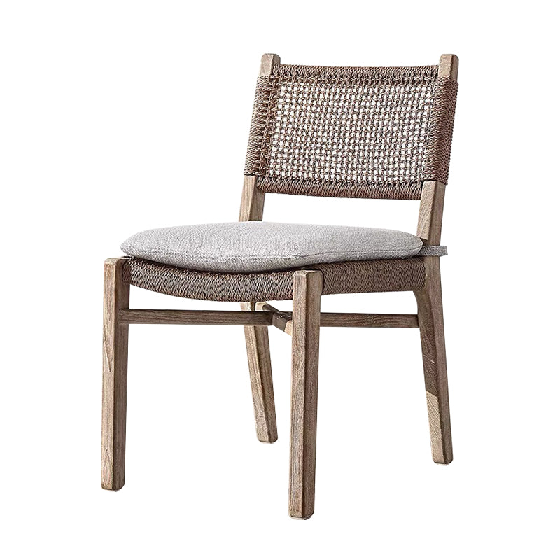 Contemporary Teak  Armchair Solid Wood Dining Armchair with Upholstered