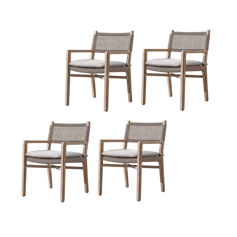 Contemporary Teak  Armchair Solid Wood Dining Armchair with Upholstered