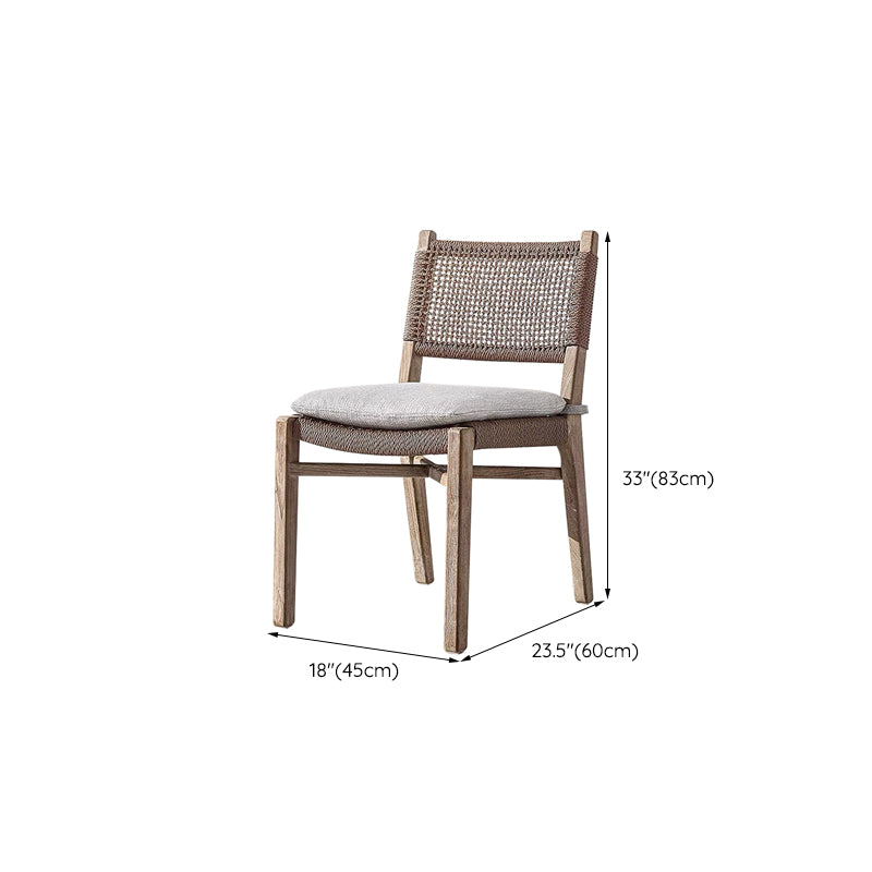 Contemporary Teak  Armchair Solid Wood Dining Armchair with Upholstered