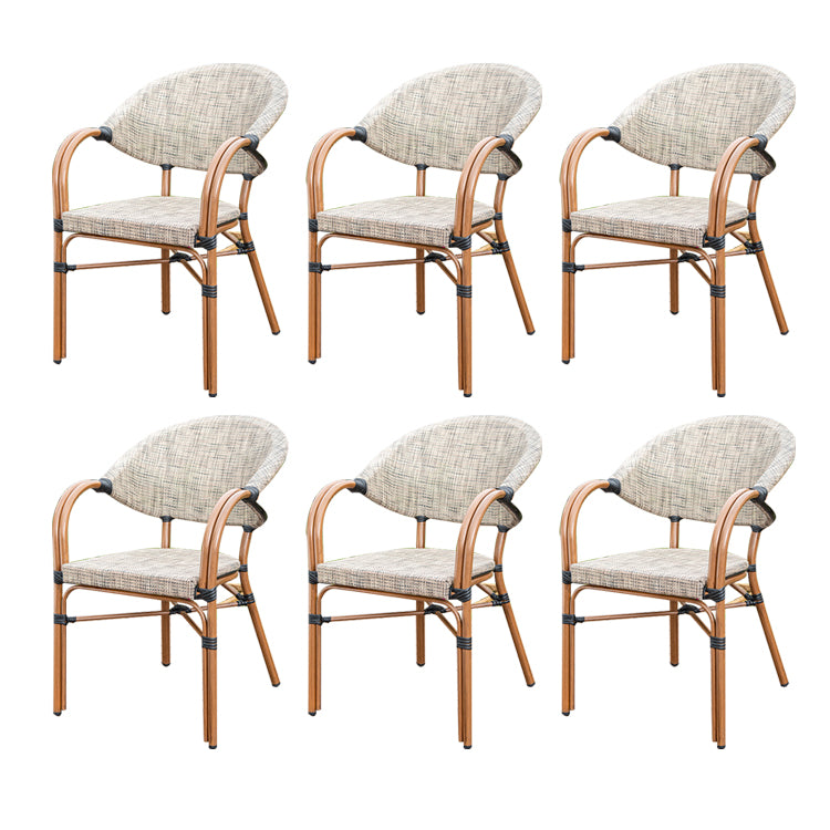 Tropical Rattan Patio Dining Open Back Outdoors Dining Chairs