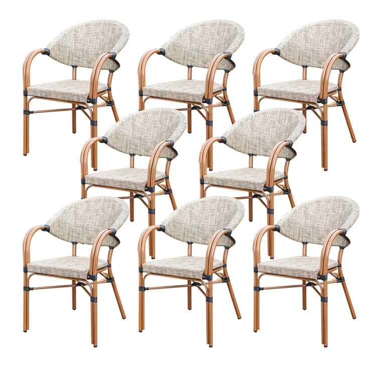 Tropical Rattan Patio Dining Open Back Outdoors Dining Chairs