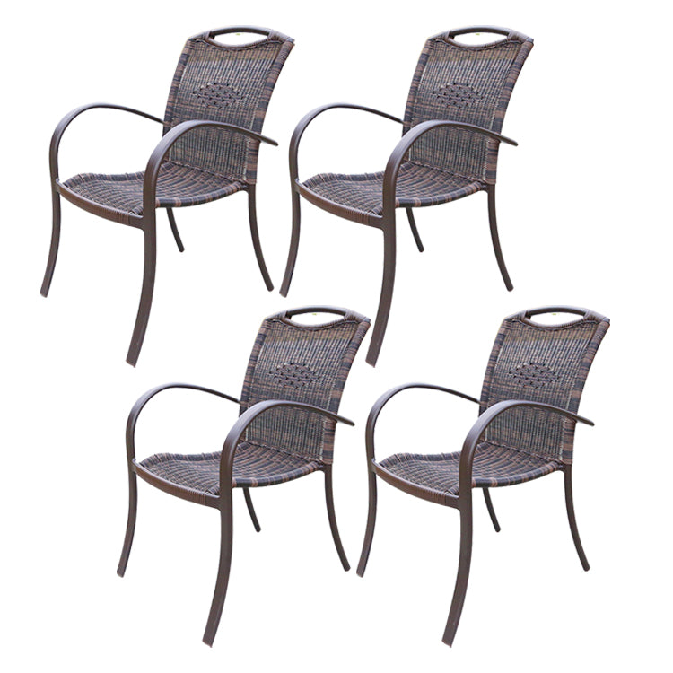 Tropical Rattan Patio Dining Open Back Outdoors Dining Chairs