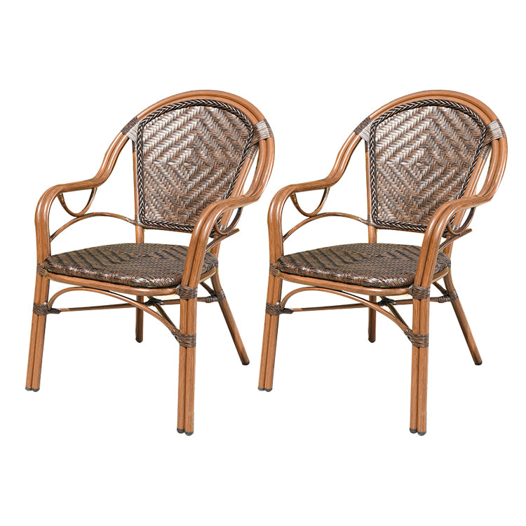 Tropical Rattan Patio Dining Open Back Outdoors Dining Chairs