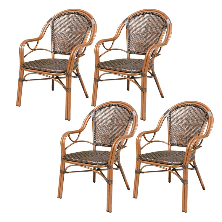 Tropical Rattan Patio Dining Open Back Outdoors Dining Chairs