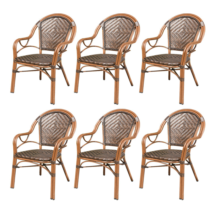 Tropical Rattan Patio Dining Open Back Outdoors Dining Chairs