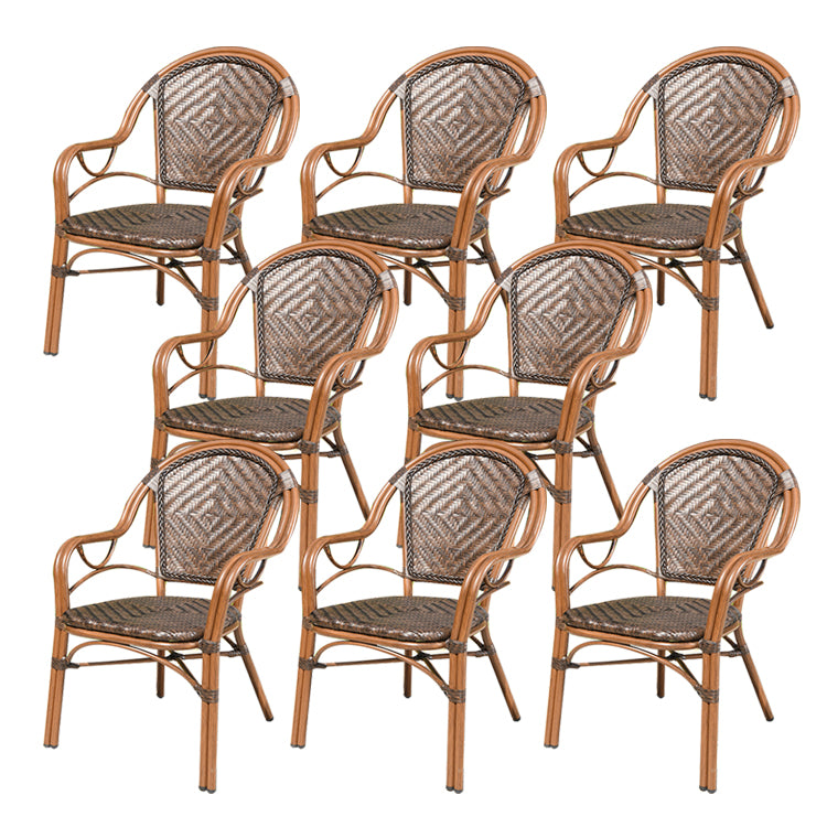 Tropical Rattan Patio Dining Open Back Outdoors Dining Chairs