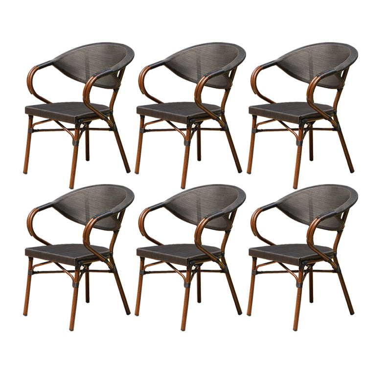 Tropical Rattan Patio Dining Open Back Outdoors Dining Chairs