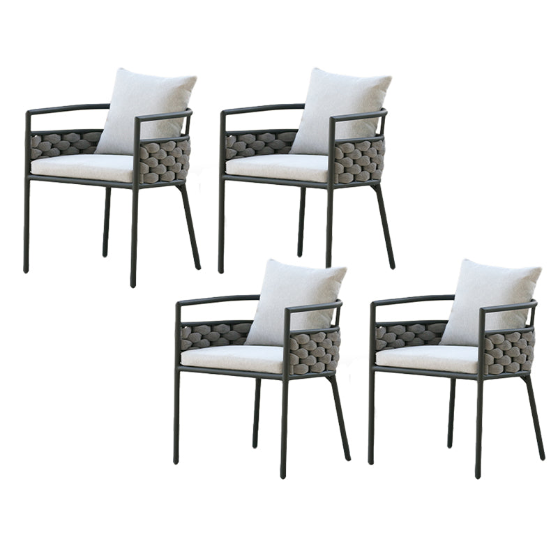 Water Resistant Patio Dining Chair Metal Outdoors Dining Armchairs