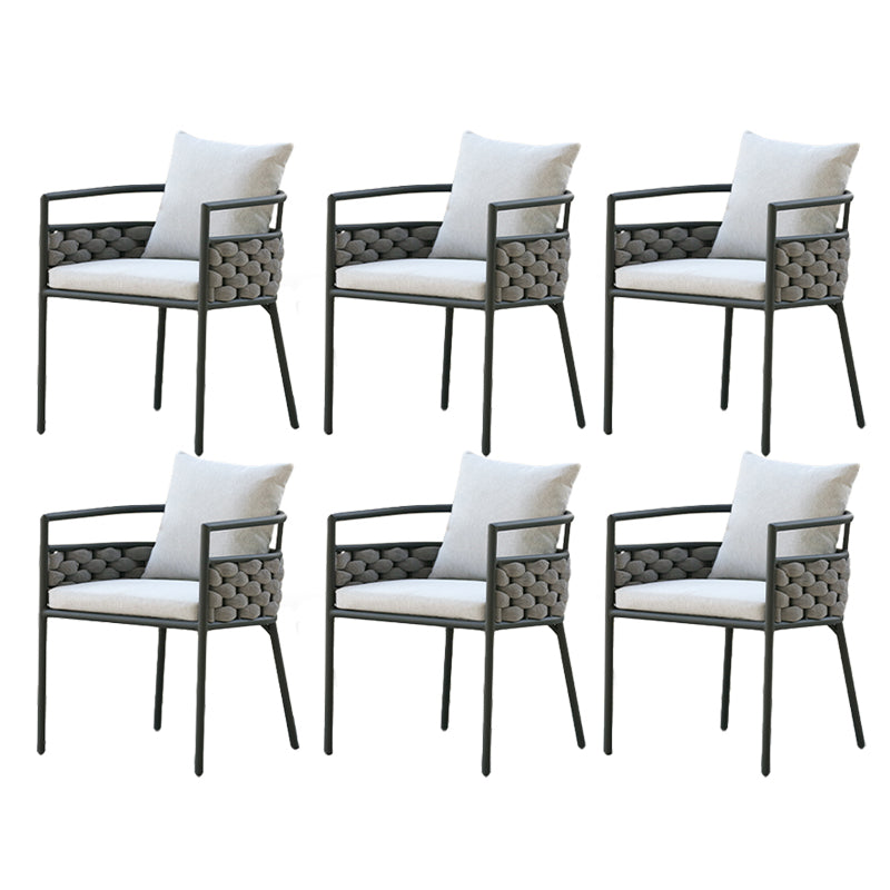 Water Resistant Patio Dining Chair Metal Outdoors Dining Armchairs