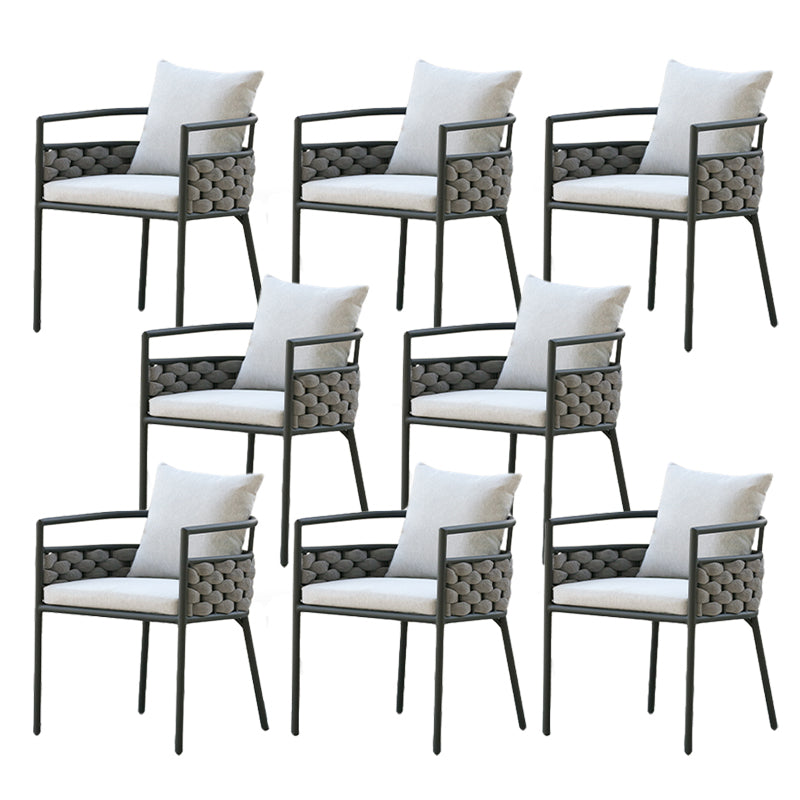 Water Resistant Patio Dining Chair Metal Outdoors Dining Armchairs