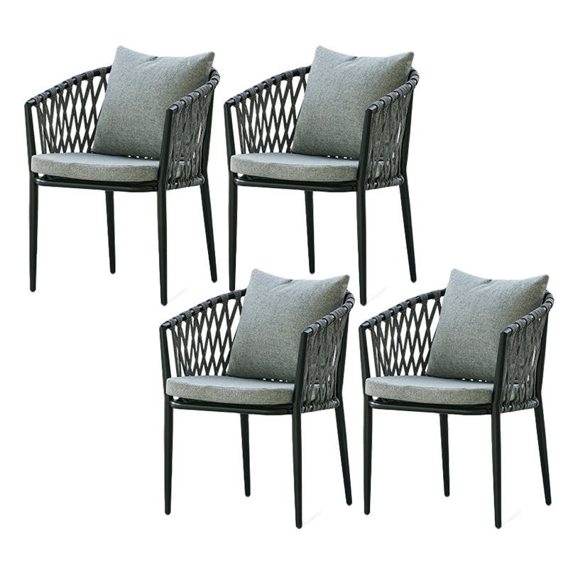 Water Resistant Patio Dining Chair Metal Outdoors Dining Armchairs