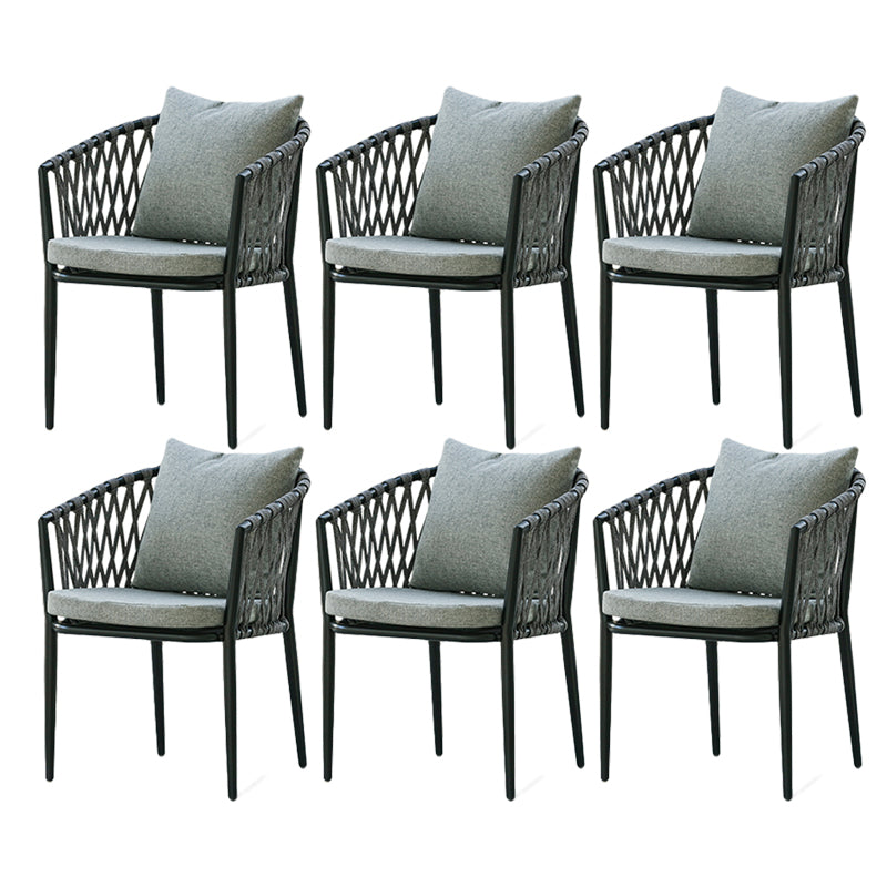 Water Resistant Patio Dining Chair Metal Outdoors Dining Armchairs