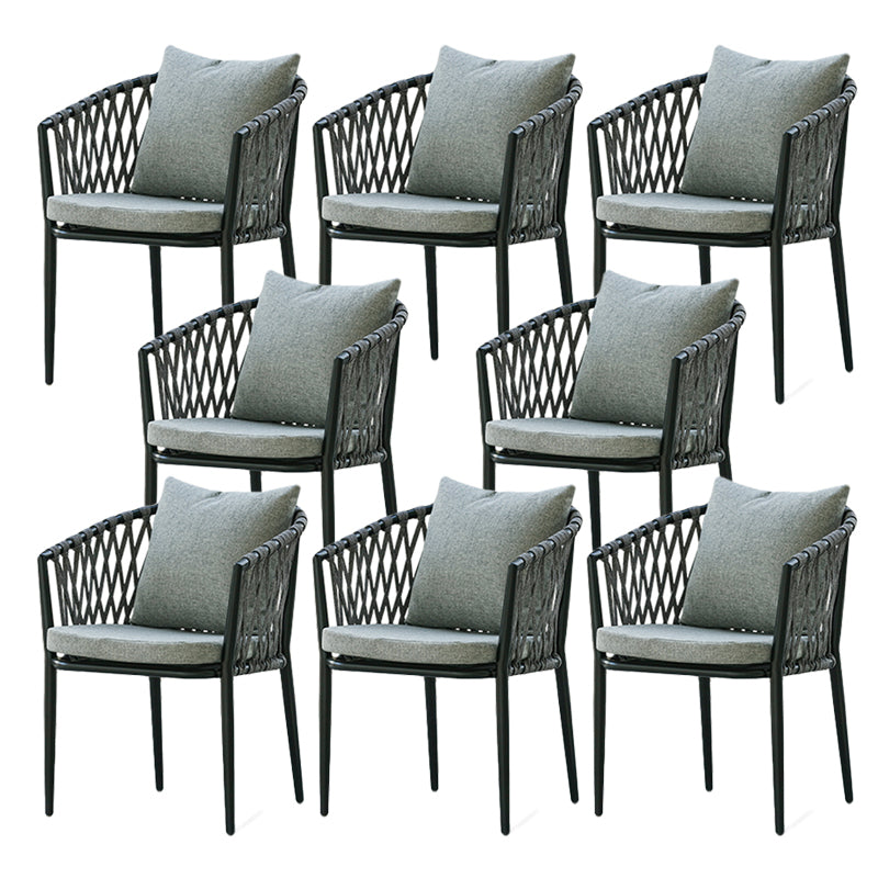 Water Resistant Patio Dining Chair Metal Outdoors Dining Armchairs