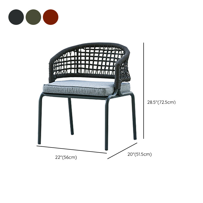 Water Resistant Patio Dining Chair Metal Outdoors Dining Armchairs