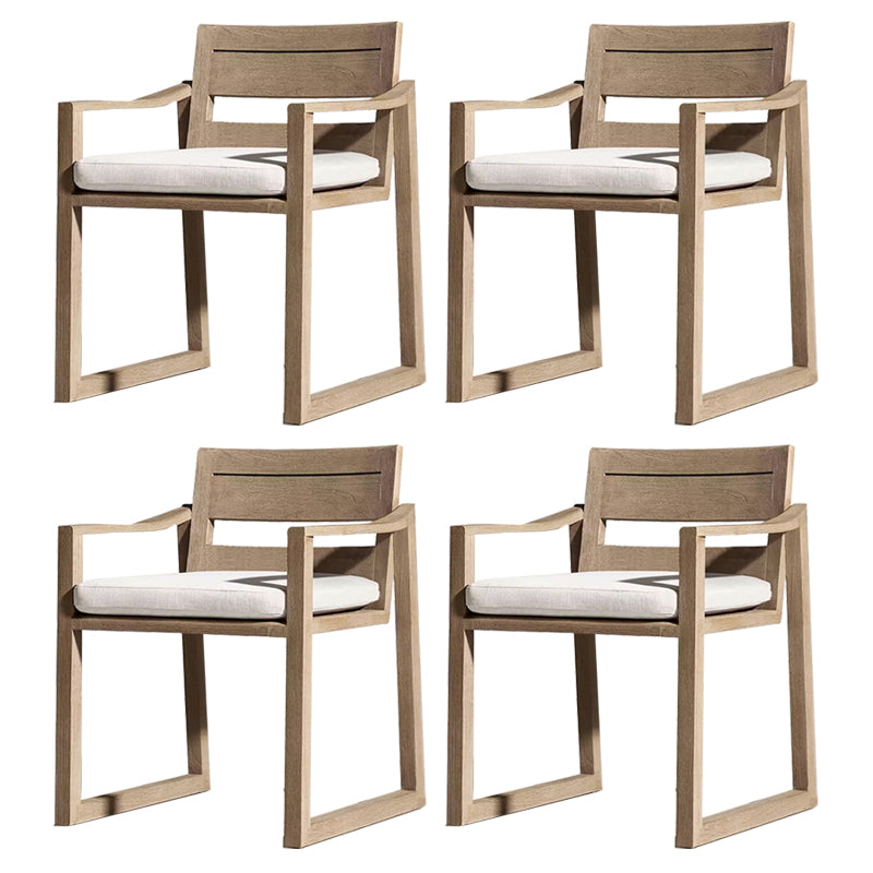 Modern Armed Chairs Solid Wood Natural RemovableUV Protective Finish Cushion