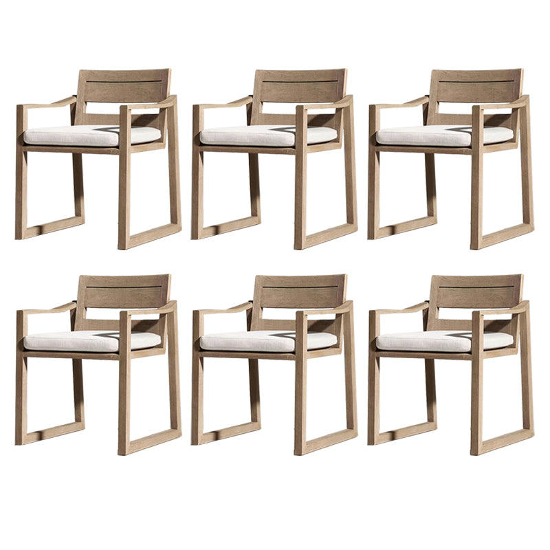 Modern Armed Chairs Solid Wood Natural RemovableUV Protective Finish Cushion