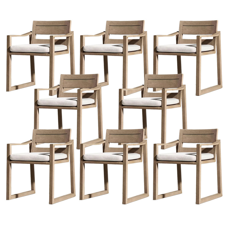 Modern Armed Chairs Solid Wood Natural RemovableUV Protective Finish Cushion