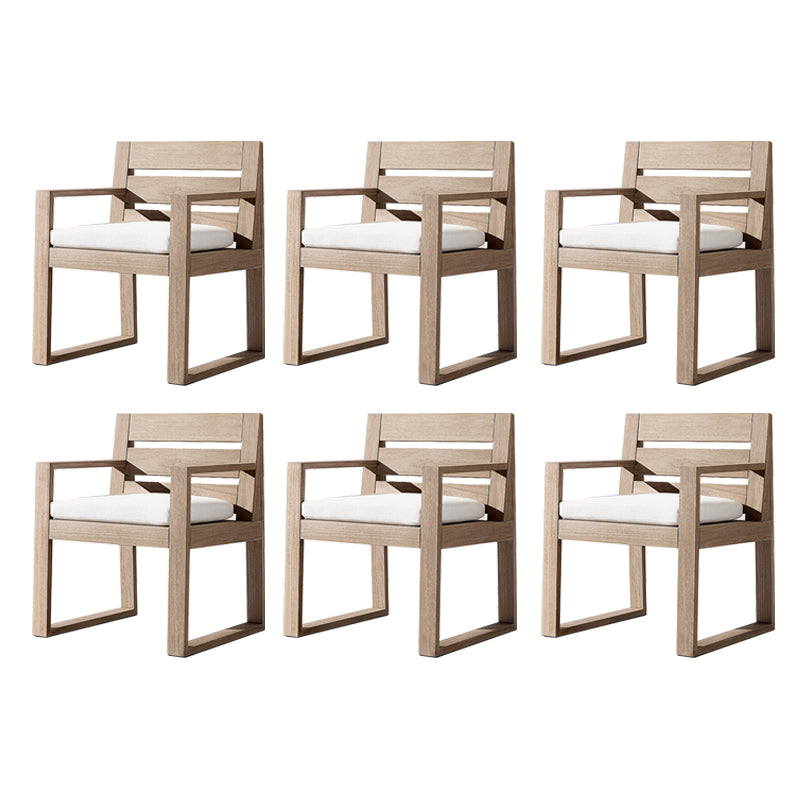 Modern Armed Chairs Solid Wood Natural RemovableUV Protective Finish Cushion