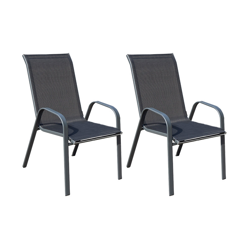 Modern Metal Patio Dining Chair Stacking Outdoors Dining Chairs with Arm