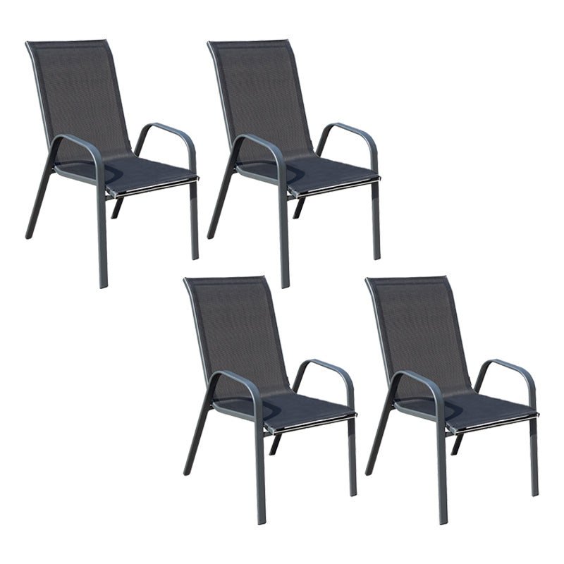 Modern Metal Patio Dining Chair Stacking Outdoors Dining Chairs with Arm