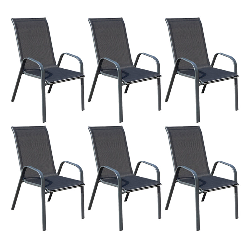 Modern Metal Patio Dining Chair Stacking Outdoors Dining Chairs with Arm