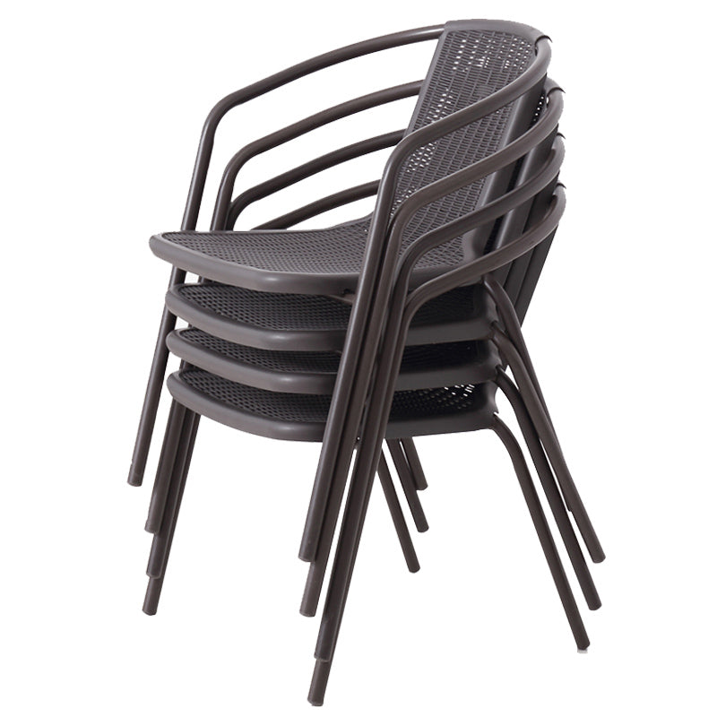 Modern Metal Patio Dining Chair Stacking Outdoors Dining Chairs with Arm