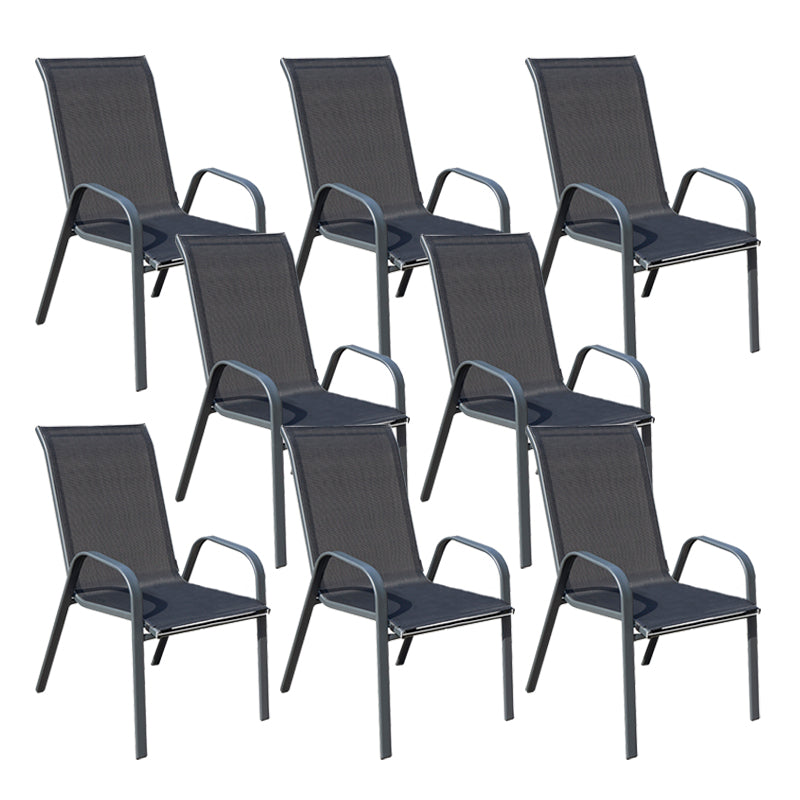 Modern Metal Patio Dining Chair Stacking Outdoors Dining Chairs with Arm