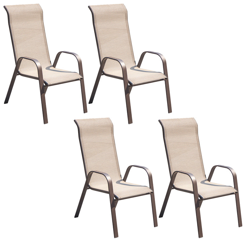 Modern Metal Patio Dining Chair Stacking Outdoors Dining Chairs with Arm