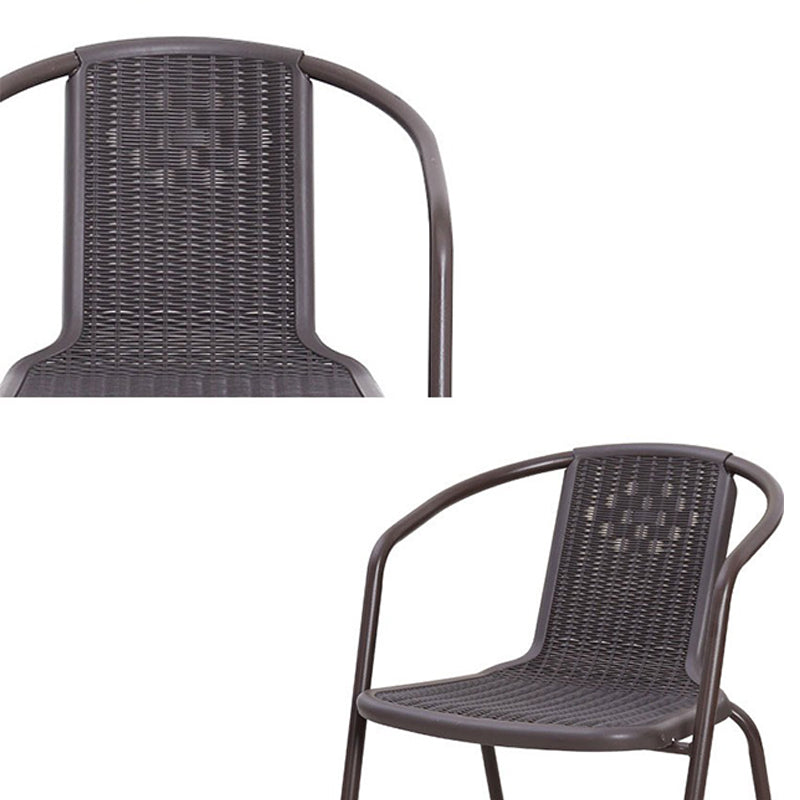 Modern Metal Patio Dining Chair Stacking Outdoors Dining Chairs with Arm