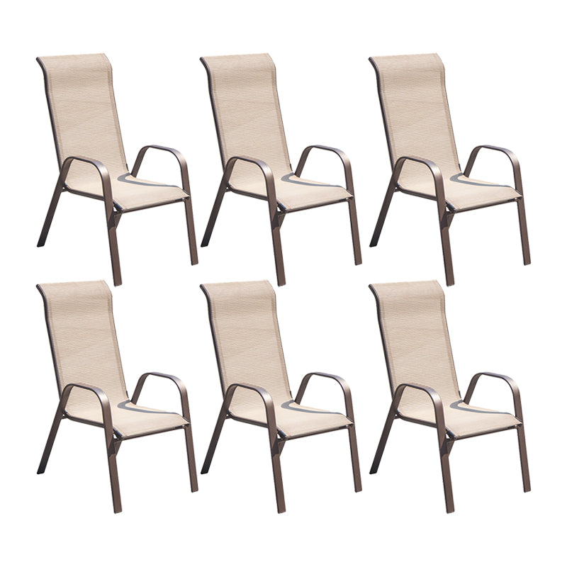 Modern Metal Patio Dining Chair Stacking Outdoors Dining Chairs with Arm