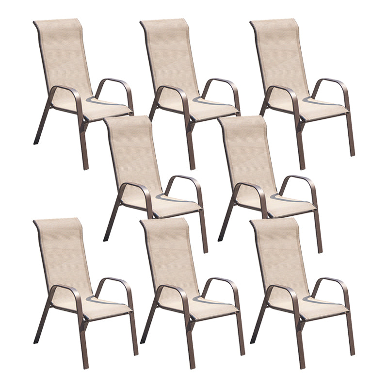 Modern Metal Patio Dining Chair Stacking Outdoors Dining Chairs with Arm