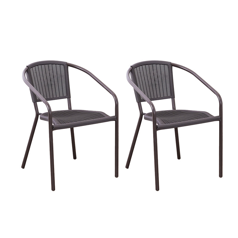 Modern Metal Patio Dining Chair Stacking Outdoors Dining Chairs with Arm