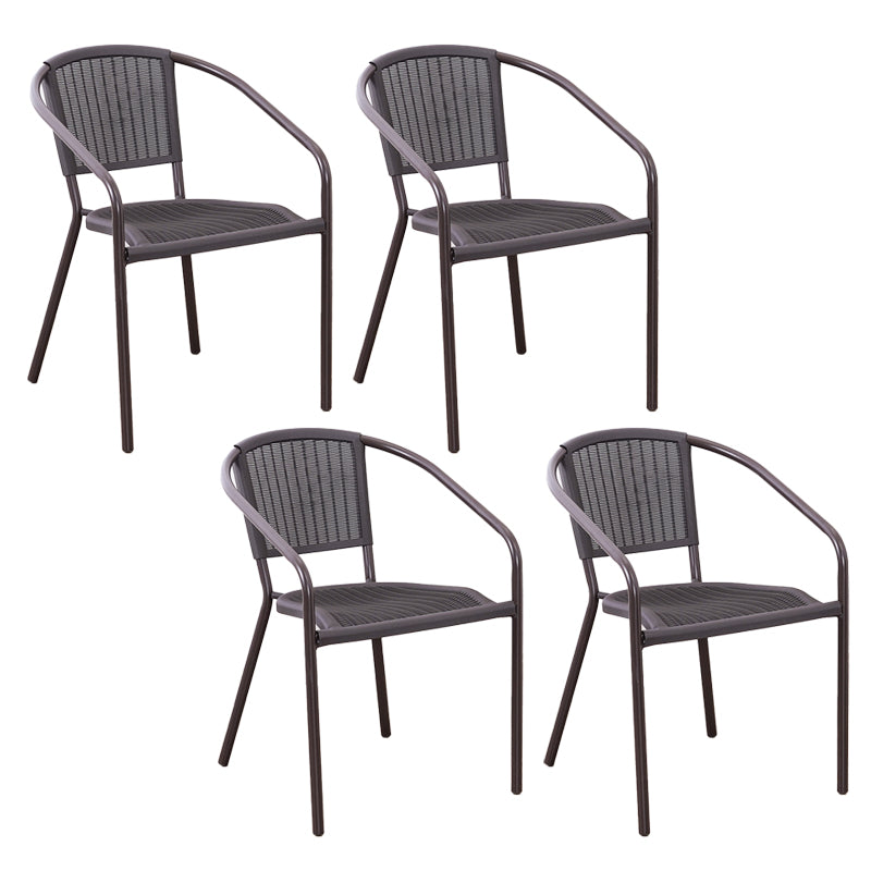 Modern Metal Patio Dining Chair Stacking Outdoors Dining Chairs with Arm