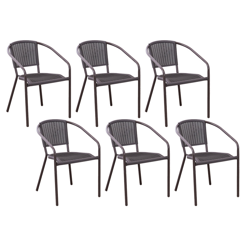 Modern Metal Patio Dining Chair Stacking Outdoors Dining Chairs with Arm