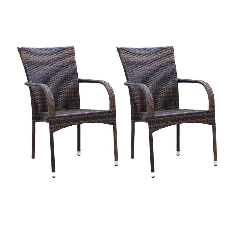 Modern Metal Patio Dining Chair Stacking Outdoors Dining Chairs with Arm