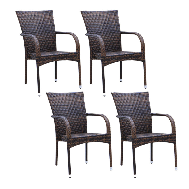 Modern Metal Patio Dining Chair Stacking Outdoors Dining Chairs with Arm