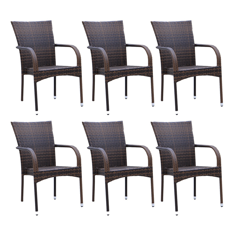 Modern Metal Patio Dining Chair Stacking Outdoors Dining Chairs with Arm