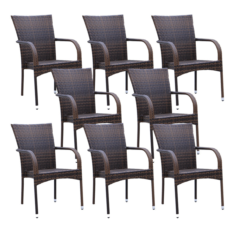 Modern Metal Patio Dining Chair Stacking Outdoors Dining Chairs with Arm