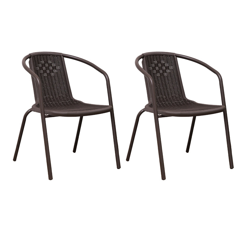 Modern Metal Patio Dining Chair Stacking Outdoors Dining Chairs with Arm