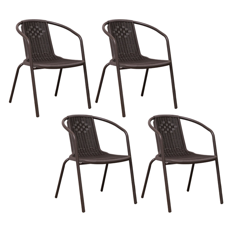 Modern Metal Patio Dining Chair Stacking Outdoors Dining Chairs with Arm