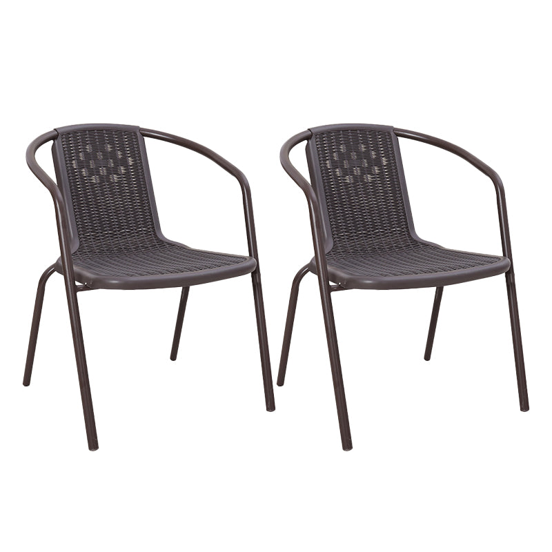 Modern Metal Patio Dining Chair Stacking Outdoors Dining Chairs with Arm