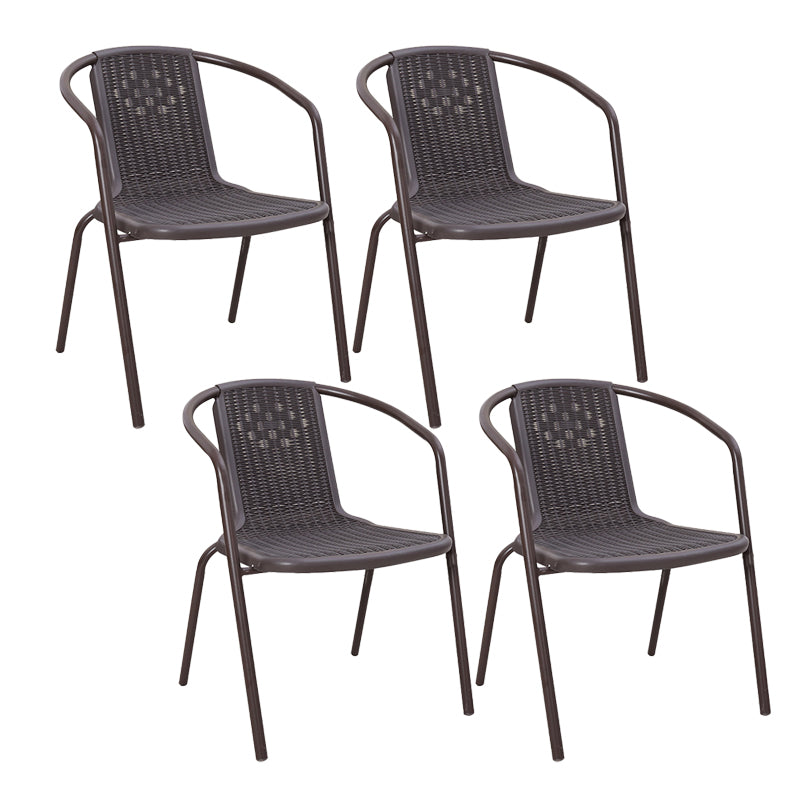 Modern Metal Patio Dining Chair Stacking Outdoors Dining Chairs with Arm