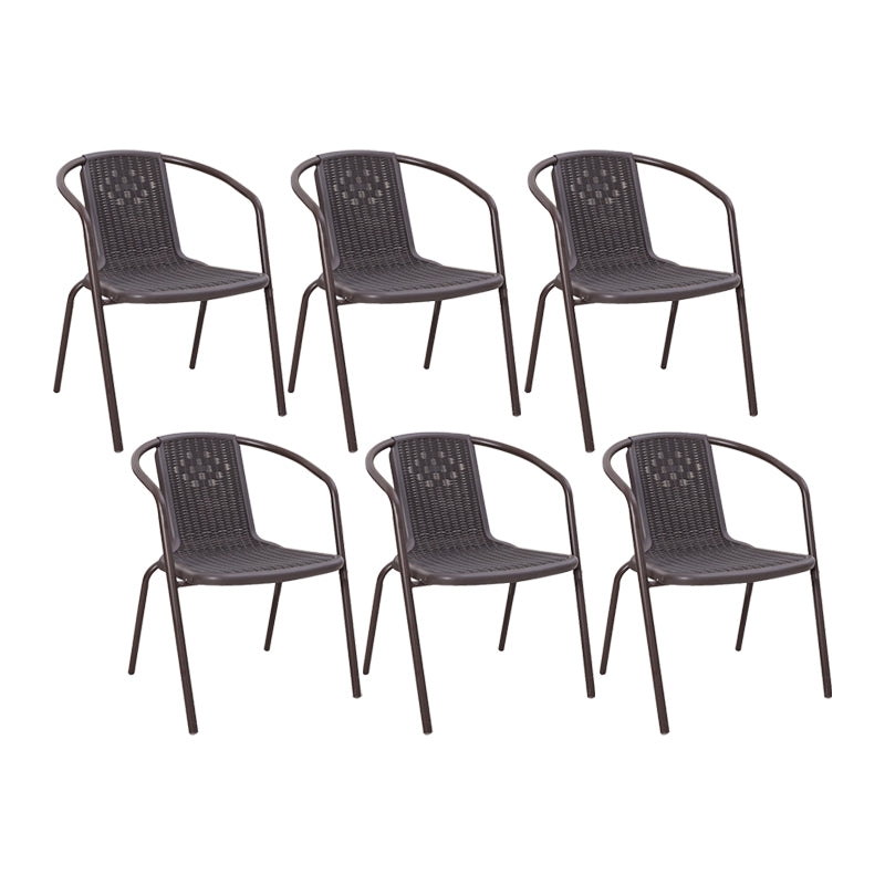 Modern Metal Patio Dining Chair Stacking Outdoors Dining Chairs with Arm